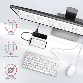AXAGON HMC-6GL, USB 3.2 Gen 1 hub, porty 3x USB-A, HDMI 4k/30Hz, RJ-45 GLAN, PD 100W, kabel USB-C 20cm