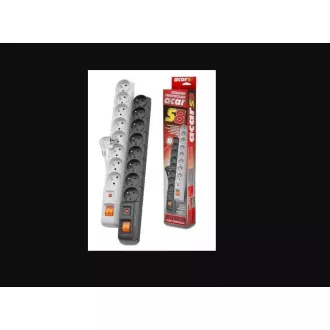 19" rozvodný panel ACAR 8x230V, vypínač, indikátor napětí, přepěťová ochrana, kabel 3m, 1, 5U