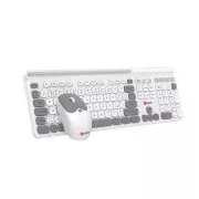 C-TECH klávesnice s myší WLKMC-05W, Bezdrátový set 2.4GHz, CZ, Bílá