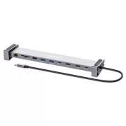 MANHATTAN Dokovací stanice USB-C 10v1, 2xHDMI, 2xUSB-C, 3xUSB, 1xRJ45, čtečka SD karet, šedá