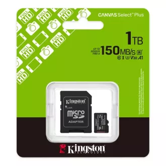 Kingston MicroSDXC karta 1TB Canvas Select Plus, U3, V30, A1, SD Adaptér Kingston MicroSDXC karta 1TB Canvas Select Plus, U3, V30, A1, SD Adaptér