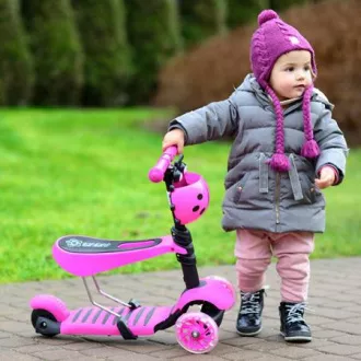 Dětská koloběžka 2v1 BERUŠKA se svítícími LED koly, růžová Dětská koloběžka 2v1 BERUŠKA se svítícími LED koly, růžová