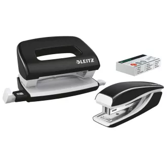 LEITZ Set mini sešívačky a děrovačky WOW, černá LEITZ Set mini sešívačky a děrovačky WOW, černá