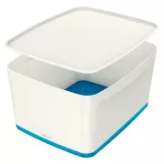 LEITZ Úložný box s víkem MyBox, velikost L, bílá/modrá