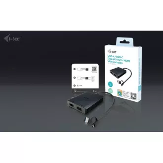I-Tec USB-A/USB-C Dual 4K HDMI Video Adapter