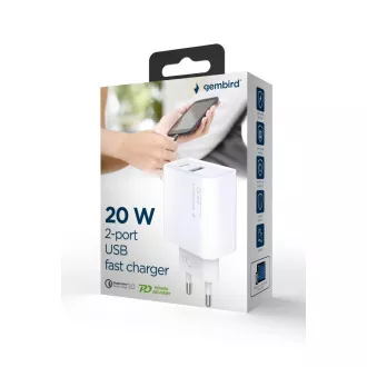 GEMBIRD PD nabíječka USB-A USB C 20W bilá GEMBIRD PD nabíječka USB-A USB C 20W bilá