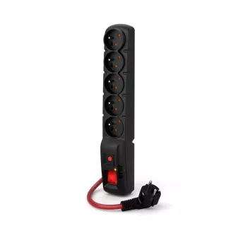 Acar F5 3m kabel, 5 zásuvek, přepěťová ochrana, max.proud 16A, černý Acar F5 3m kabel, 5 zásuvek, přepěťová ochrana, max.proud 16A, černý