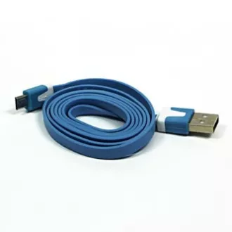 Logo USB kabel (2.0), USB A samec - microUSB samec, 1m, plochý, modrý, blistr, DOPRODEJ Logo USB kabel (2.0), USB A samec - microUSB samec, 1m, plochý, modrý, blistr, DOPRODEJ