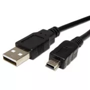 USB kabel (2.0), USB A samec - miniUSB samec, 1.8m, černý, DOPRODEJ